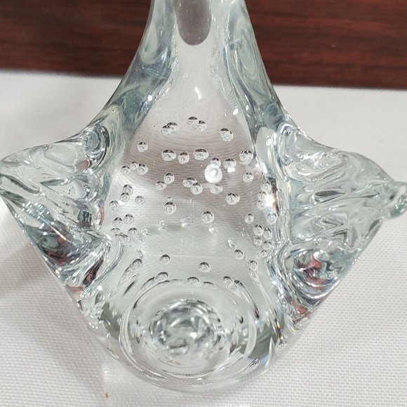 2 Controlled Bubble Art Glass Swan Paperweight Figurine 4.5" crystal bird Flaw - Picture 8 of 12